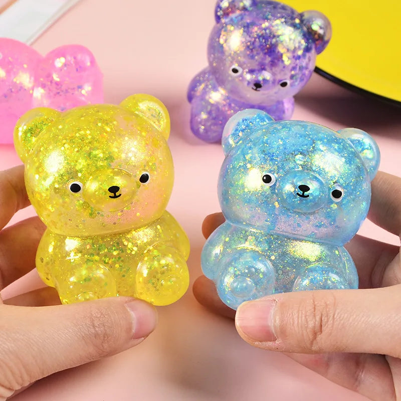 Squishy Ourson Pailleté — Anti-Stress Doux et Scintillant