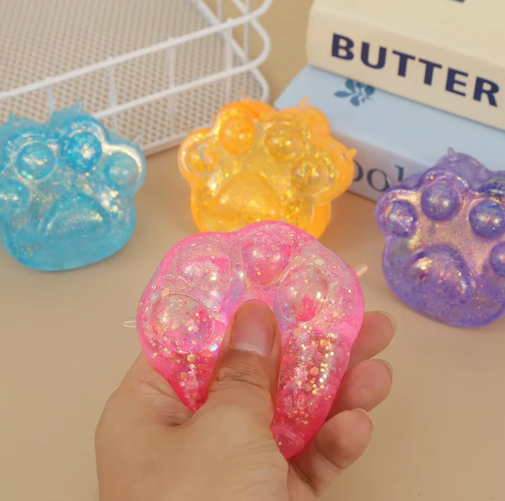 Squishy Patte de Chat Pailletée — Jouet Anti-Stress Mignon
